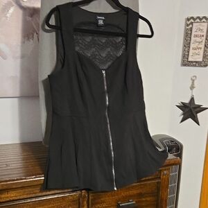 Torrid Soft Black Zippered Lace Back Blouse 1